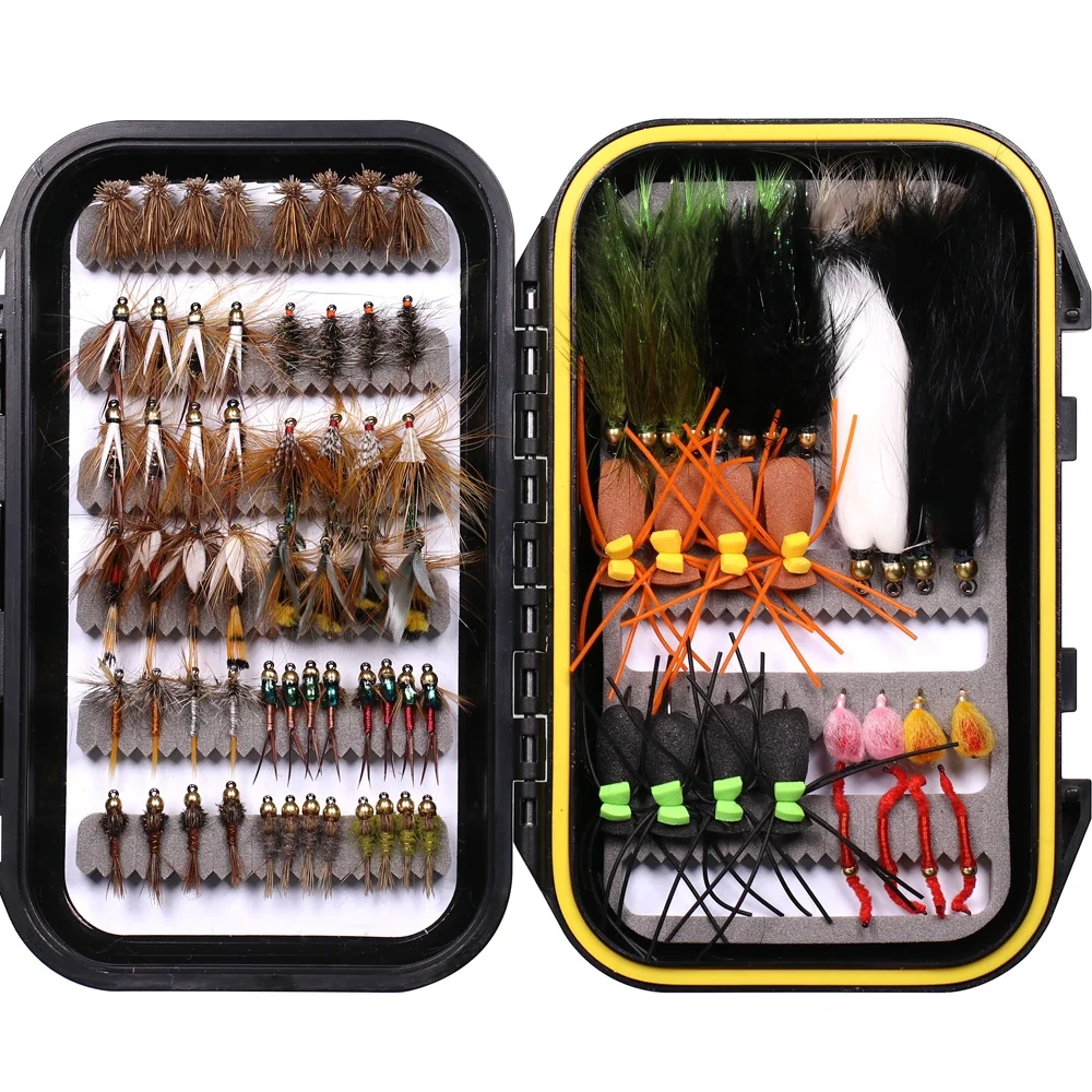 

Wholesale 28/64/92/120 PCS/box Fishing Flies Artificial Bait For Fly Fishing Lures - Dry Wet Nymph Streamer Fishing Fly Starters, Multi colors