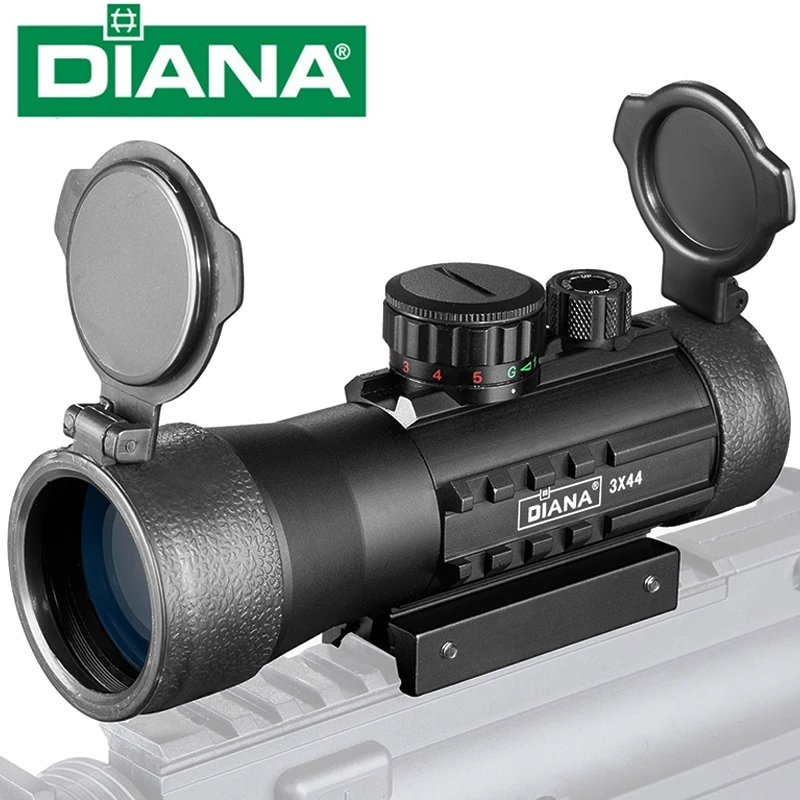 

Diana 3X44 Green Red Dot Sight Scope Green Dot Tactical Optical Sight Riflescope Fit 11/20mm Rail Rifle Scopes for Hunting