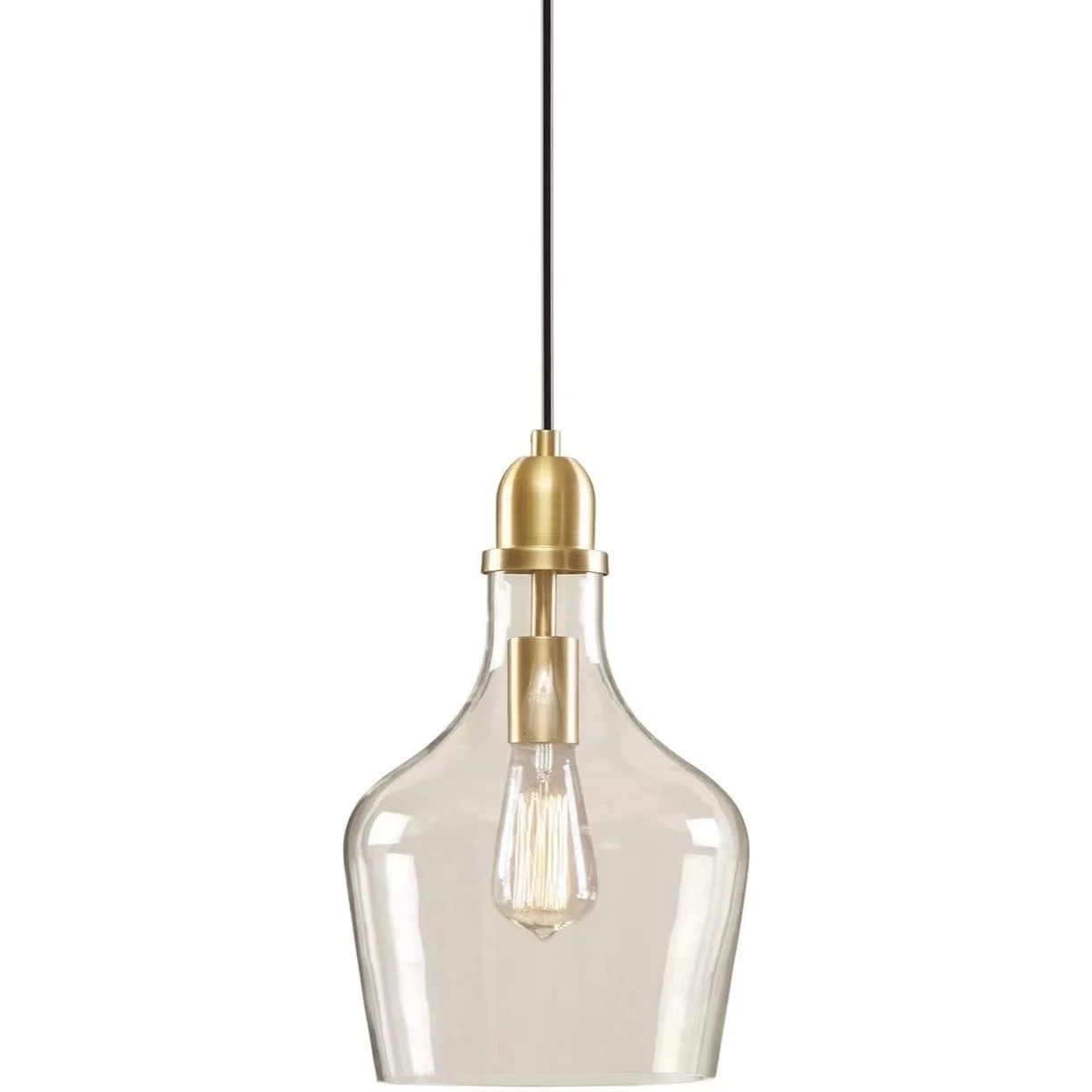 Modern Design Gold Pendant Light With Clear Glass Shade Industrial ...