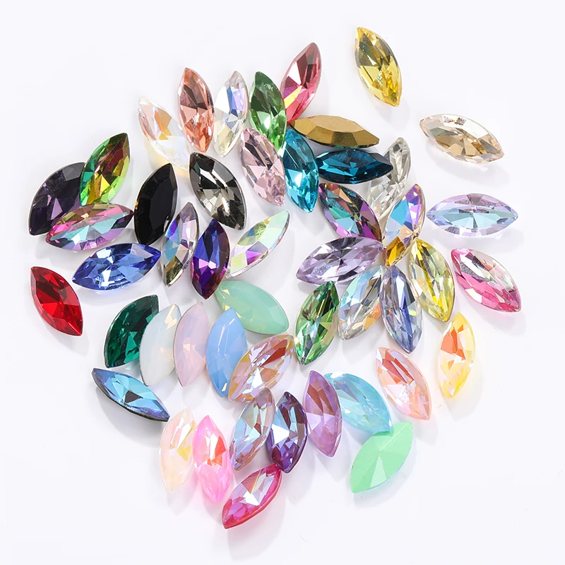

Xichuan Point Back Navette Manufacture K9 Crystal AB Fancy Stones For Jewelry Component Nail Art Supplies Rhinestone Accessories, As picture shows