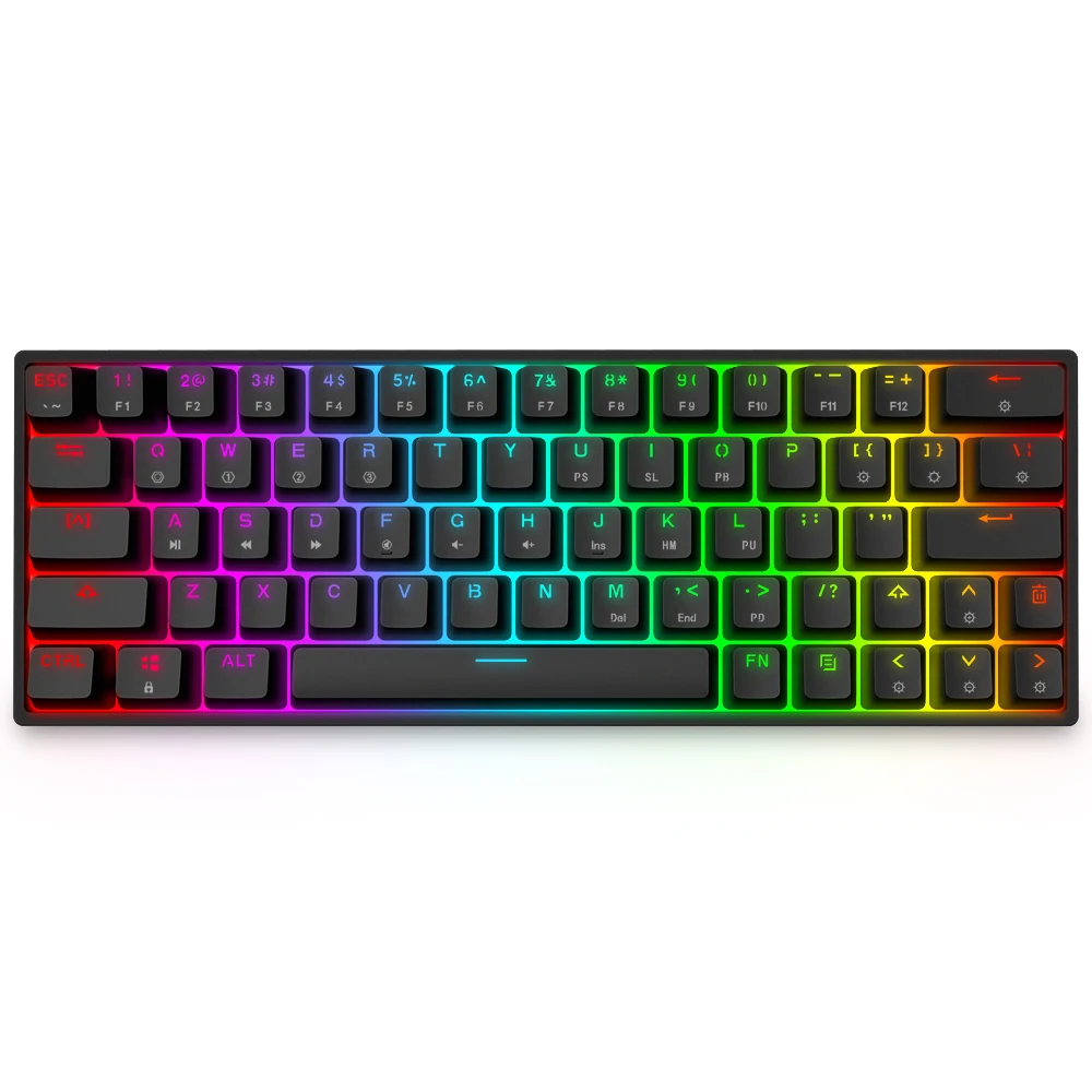 

Free sample hotswap customizable gk64 sk64 Gateron switch 60% red switch gaming mechanical keyboard, Black/ white