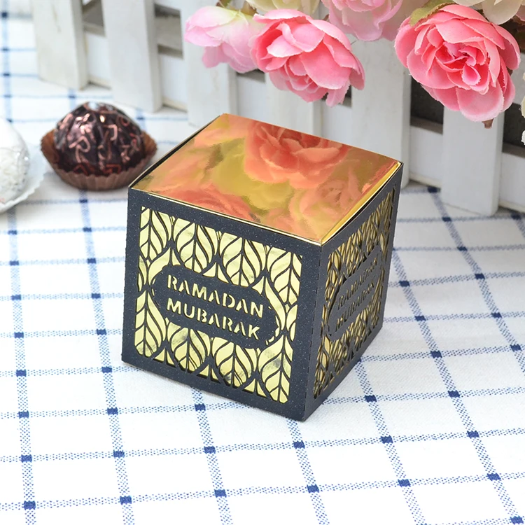 Cubic shaped laser cut ramadan mubarak ramadan kareem gift box