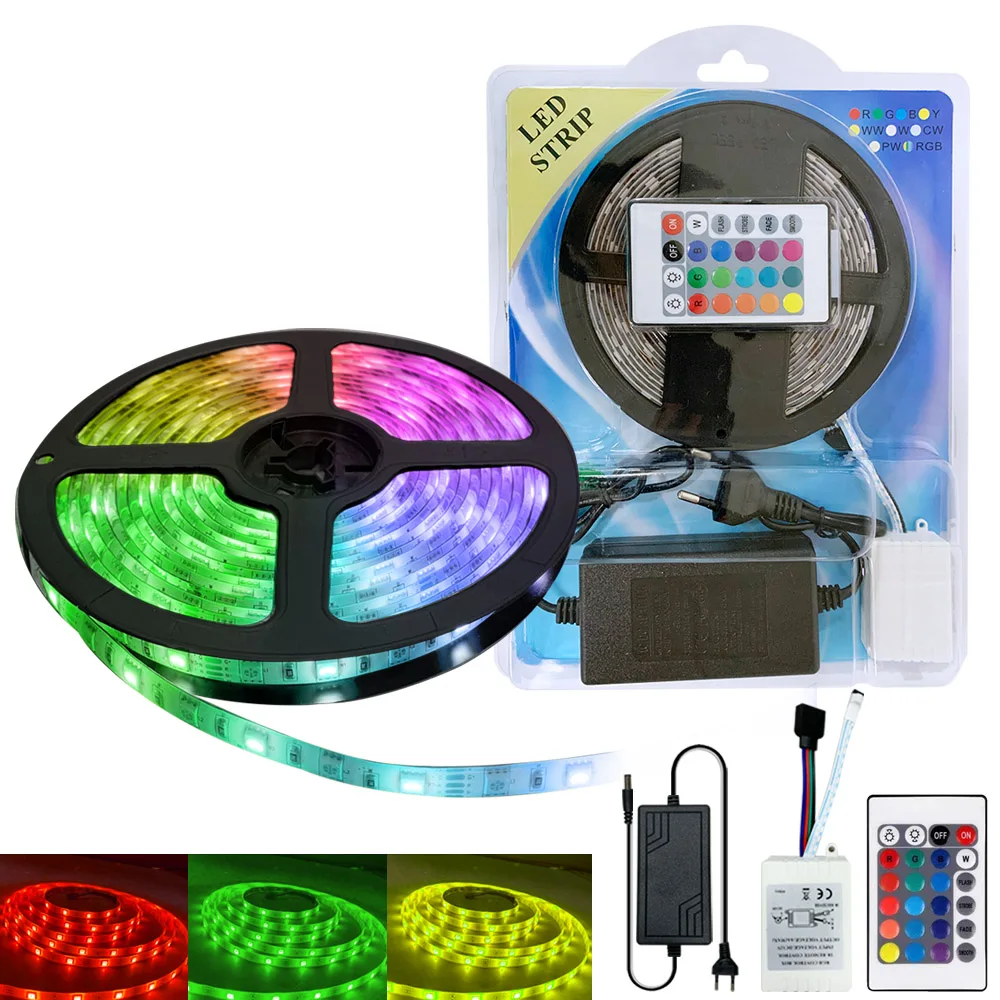 Hot sales outdoor smart 5050 220v rgb led  strip  + 24 Remote Control