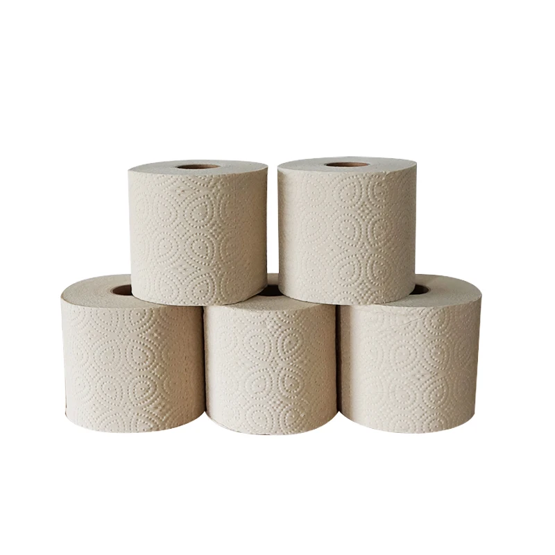 

Free Sample-wholesale cheap Custom Printed Embossed core soft Eco household Tissue paper toilet roll, Unbleached brown