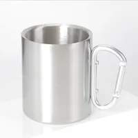 

220ml Carabiner Mug Double Wall Stainless Steel Coffee Mug with Carabiner Handle Travel Cup for Outdoor Camping