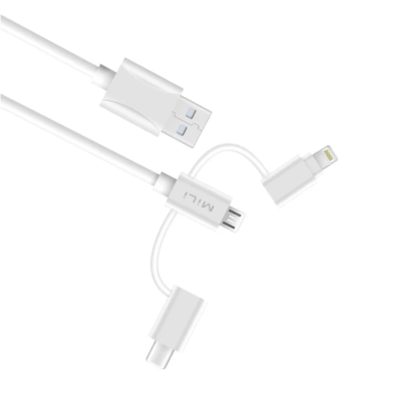 

Multifunction 3 In 1 Usb Charge Cable Fast Charging Fit For All Type Phones, White
