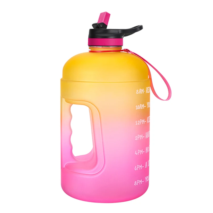 

Amazon Hot Sale 1 Gallon Jug 3.78L Straw Water Bottle With Motivational Time Marker, Black,blue,green etc.