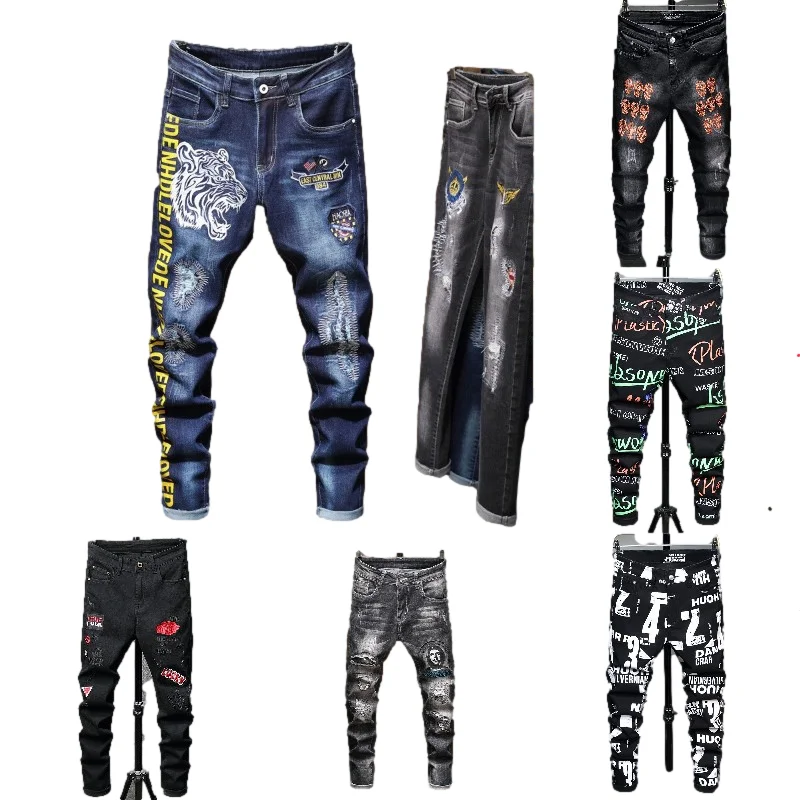 

Foreign trade motorcycle style casual men's jeans wholesale, Customized color