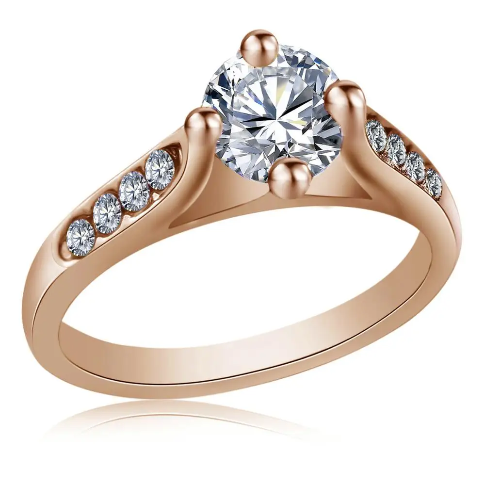 

New Design 18K Gold Plated Round Cut Crystal Diamond Cubic Zircon Infinity Eternity Ring, Picture