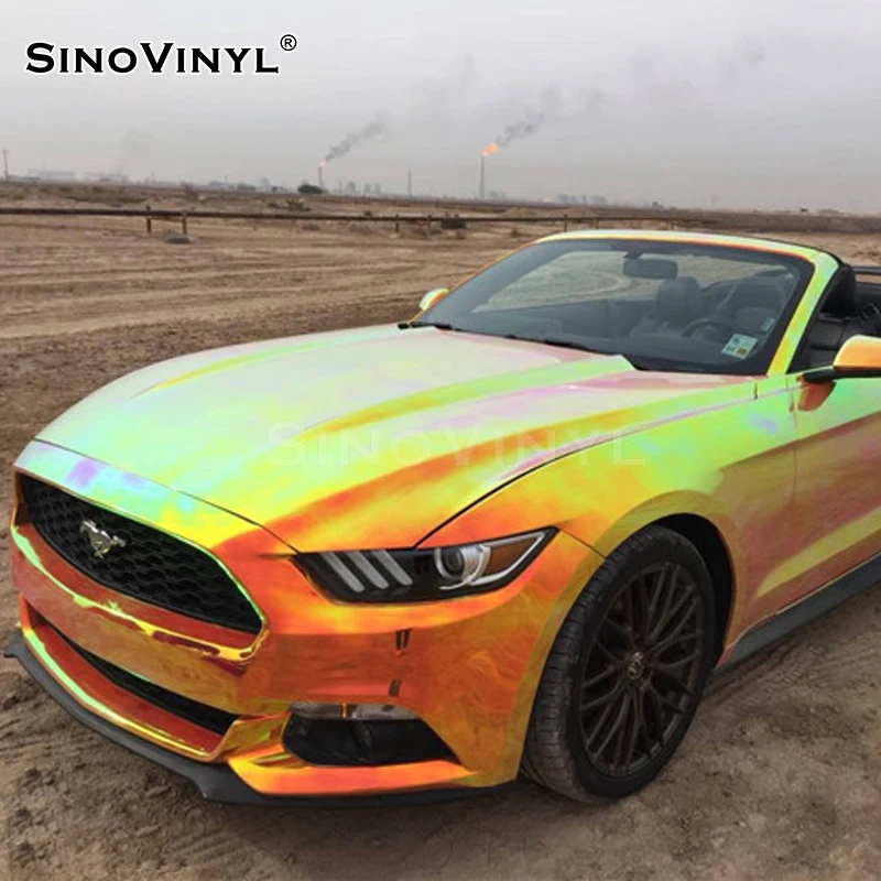 

SINOVINYL Initial Low Viscosity Glue Stylish Wholesale Chrome Rainbow Car Wrapping Vinyl Sticker Rolls