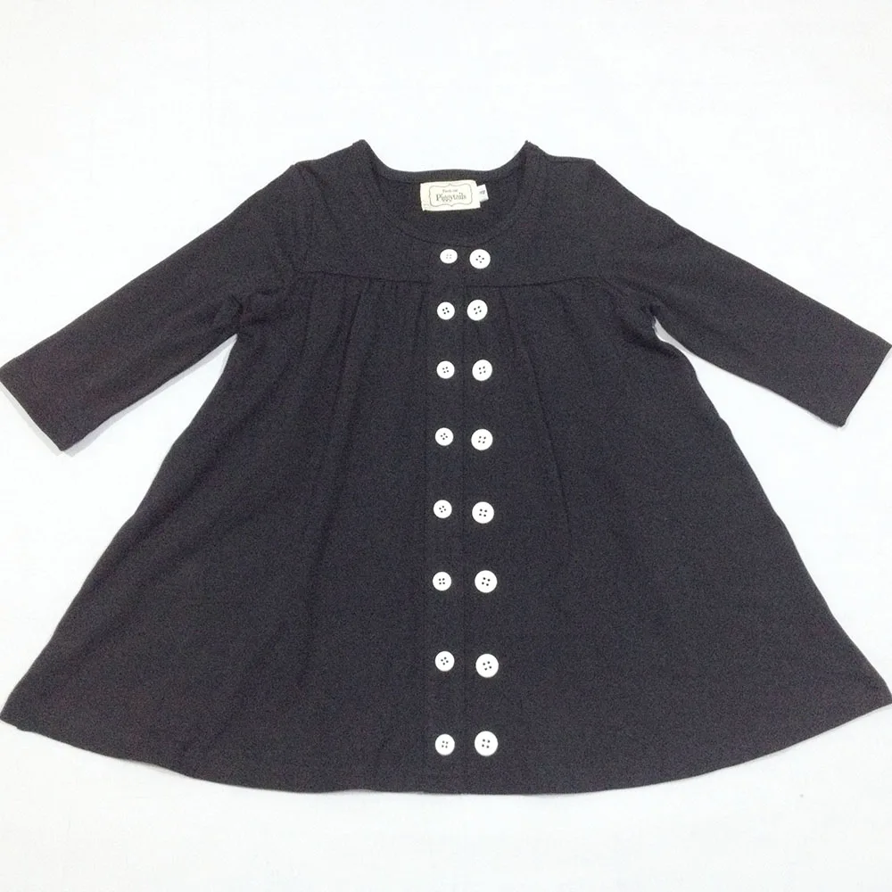 

New arrival custom children simple girls frock 100% cotton kids black tshirt dress, Red or customized