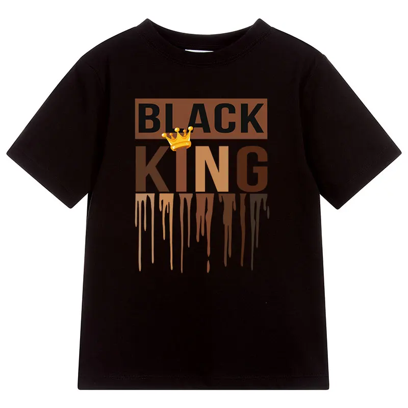 Cute Black Kids Clothes Printed Clothing New Style Pattern Design Knitted Black King Boys T Shirts
Cute Black Kids Clothes Printed Clothing New Style Pattern Design Knitted Black King Boys T Shirts