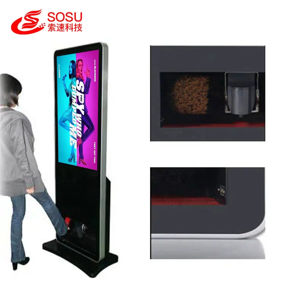

Floor Stand Digital Signage With Shoe Polishing Ad Display Machine, Black