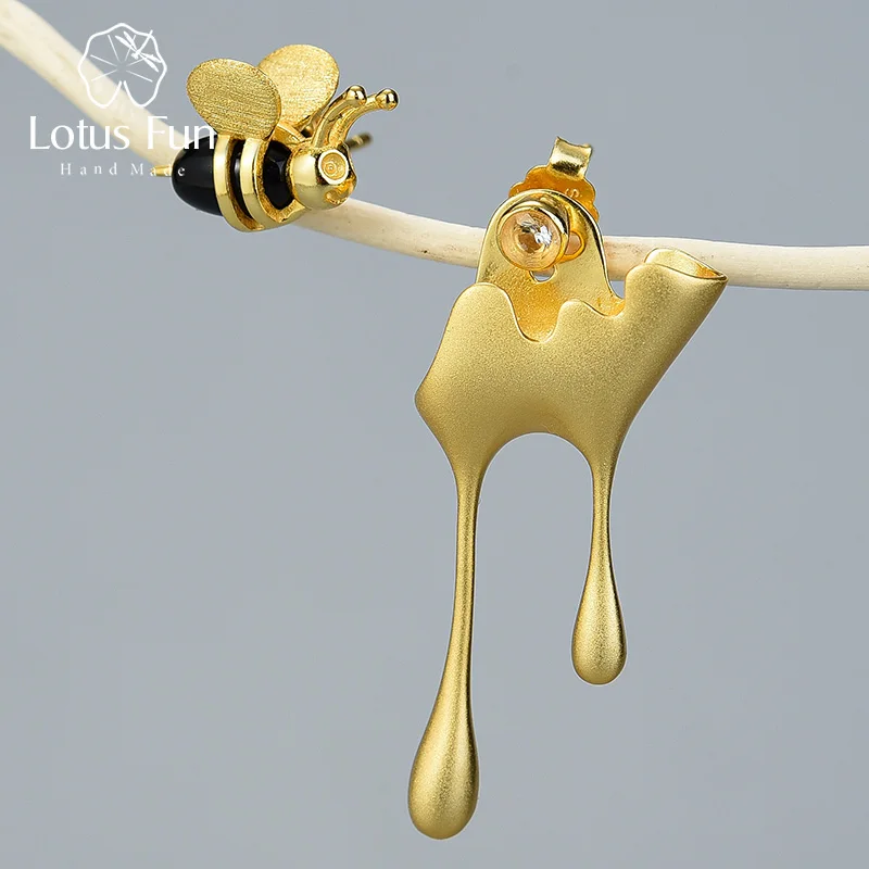 

Fashion Jewelry Lots Fun 18k gold plated 925 Sterling Silver Honey bumble Bee Handmade Original Design For Women Wedding