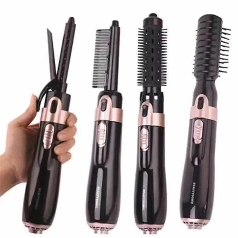 

4 in 1 Salon Hot Air Brush Hair Blow Dryer Brushes Set Curler Combo Interchangeable Brush Head Automatic Hair Curler Salon