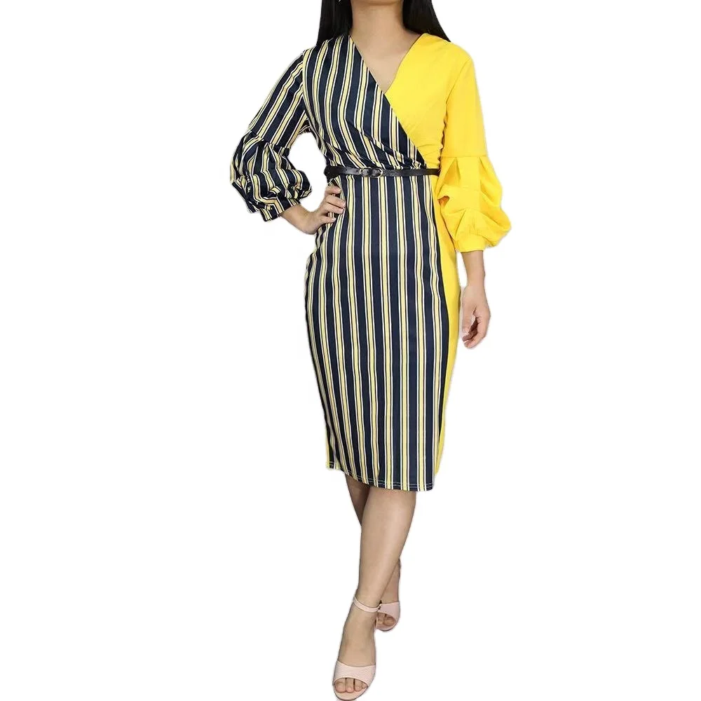 

Wholesale dresses women lady elegant for summer yellow women dresses
