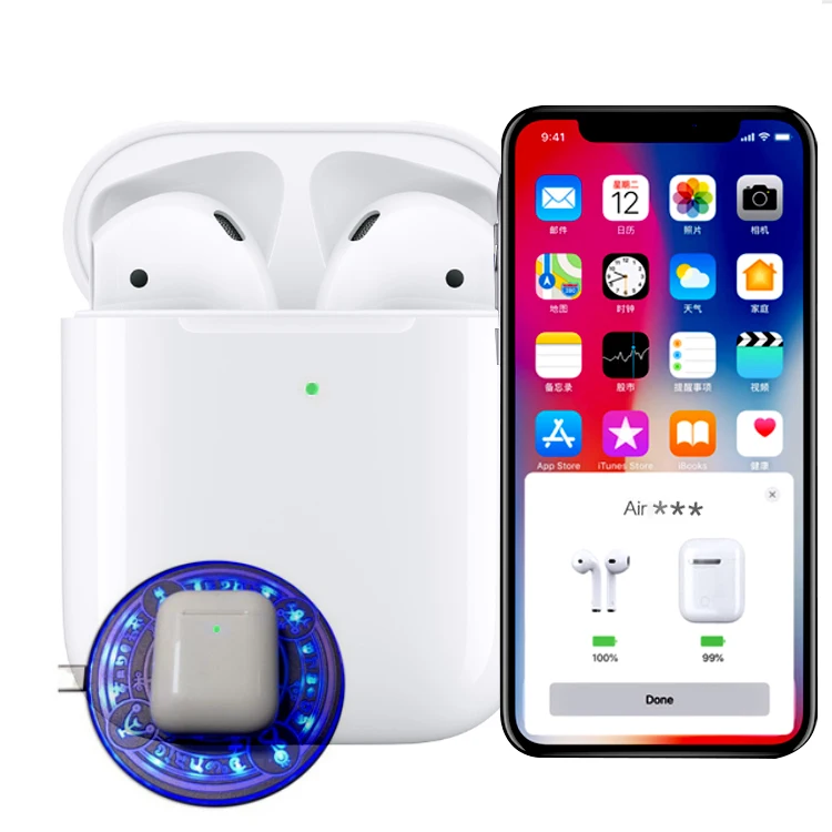 1:1 Apods 2 Wireless Bluetooth Earphone 2nd Generation Voice Control Headphone Smart Sensor Headset With Charging Case