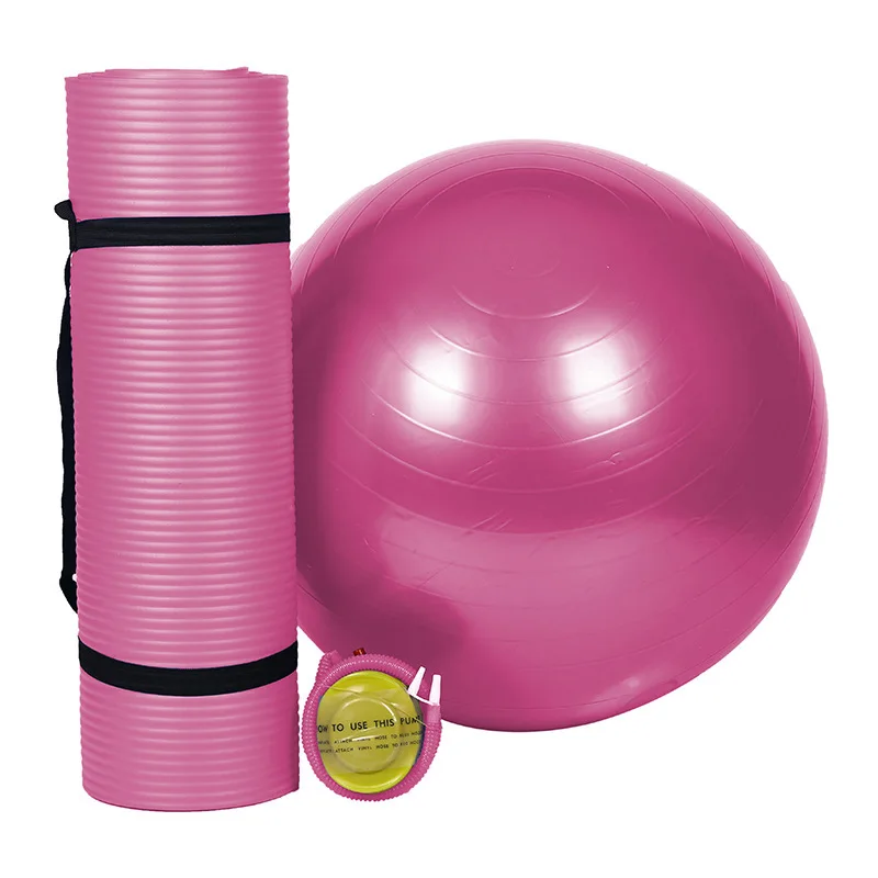 

Drop Shipping Explosion proof 55 cm Balance Exercise yoga ball 2 piece set non slip thicken sports fitness mat sets nbr yoga mat, Customized color