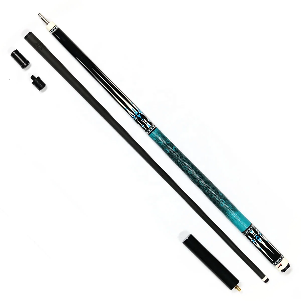 YFEN Stainless Steel Joint Billiard Pool Cue Premium 1/2-PC Carbon Fiber Shaft Maple Wood Butt Extension 58-Inch Nine-ball Ball
