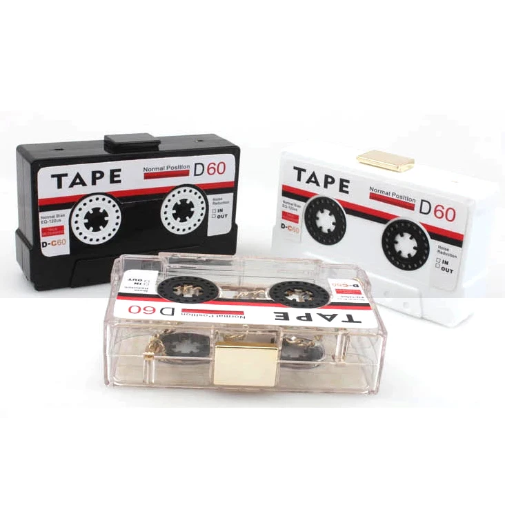 

2021 Acrylic Handbag Transparent Tape Cassettes Evening Clutch Bag Hard Box Clutch High-end Hand Bag Cocktail Evening Bag, 3 colors