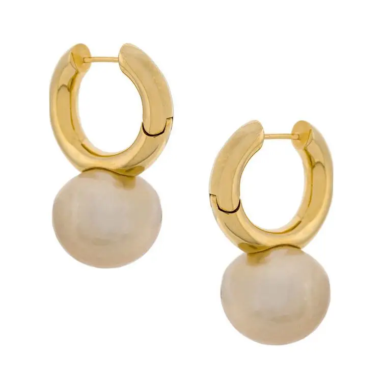 

Golden Pearl Hoop Earrings New Design Fashion Openning Jewelry Wholesale