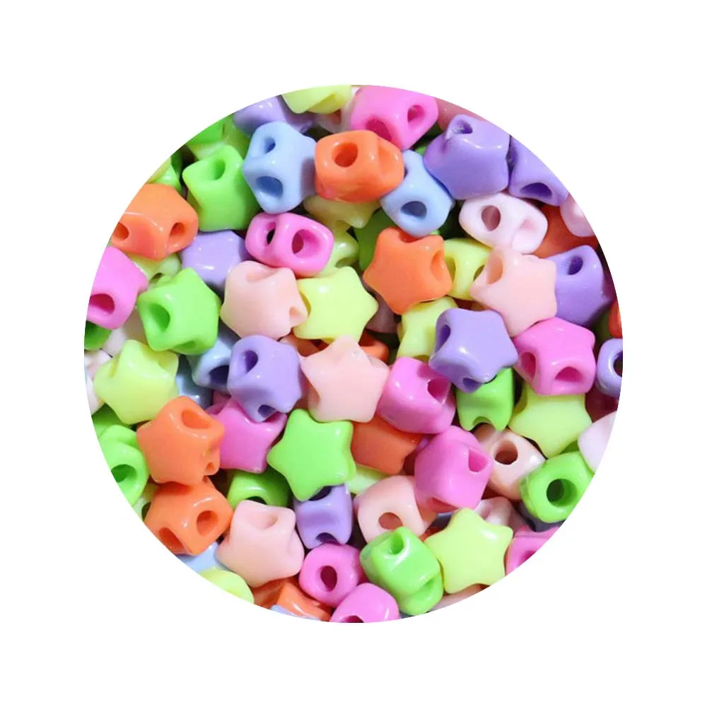 Bulk 500g/Lot 10MM Multicolour Acrylic Four-Hole Beads Star Shape Loose Spacer Charms for DIY Jewelry Making Findings