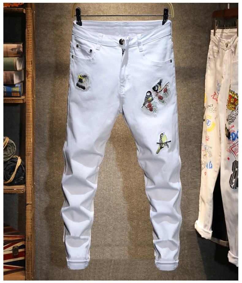 

Best Selling Popular Drop Shipping Low Price Jeans Men White Fashion Stock Jean Homme Customized Slim Fit Casual Jean For Men