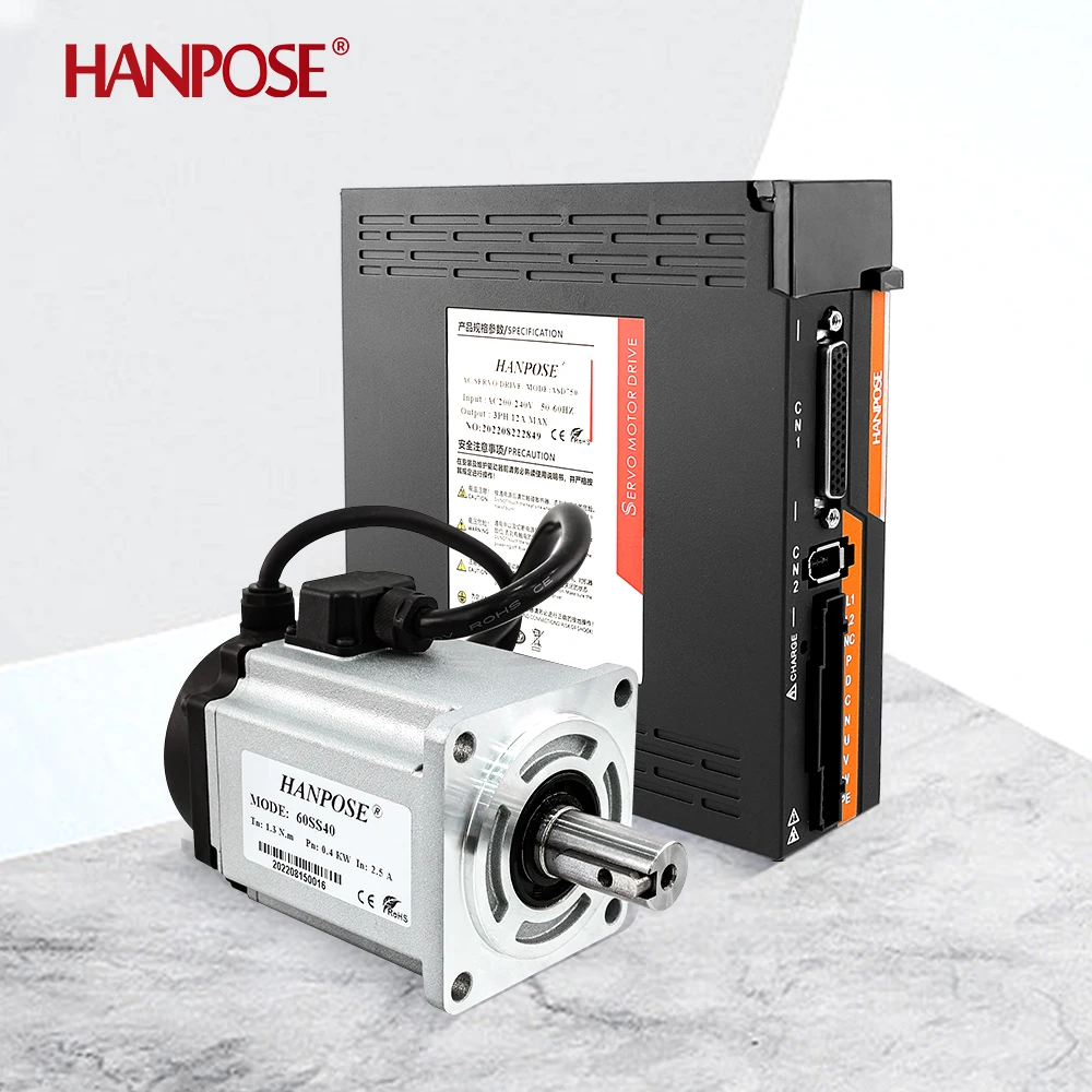 

HANPOSE 60 Servo motor Kit 60SS40 0.4kw ASD240 220V 1.3N.m 2.5A 3000-6000rpm automation equipment 400W ac servo motor drive