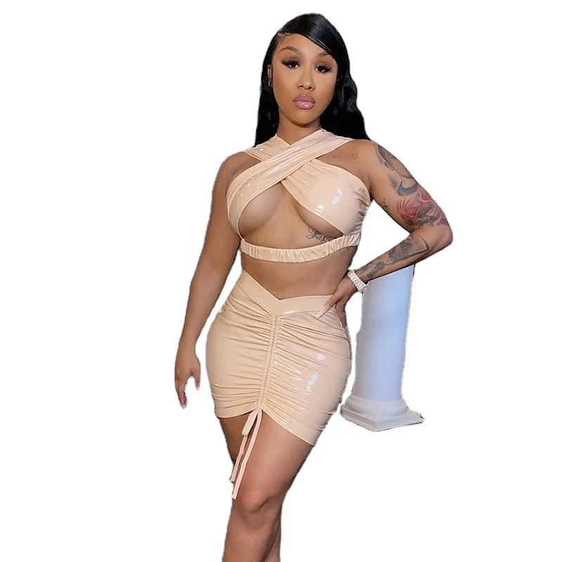 

MOQ 1PC Women Sexy Spring Halter Backless Dress Hollow Out Vest And Ladies Summer Trendy Bodycon Dresses, Picture