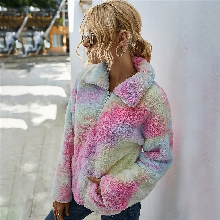 

2021 autumn and winter new products European and American thickened plush tie-dye sweater women, As pic
