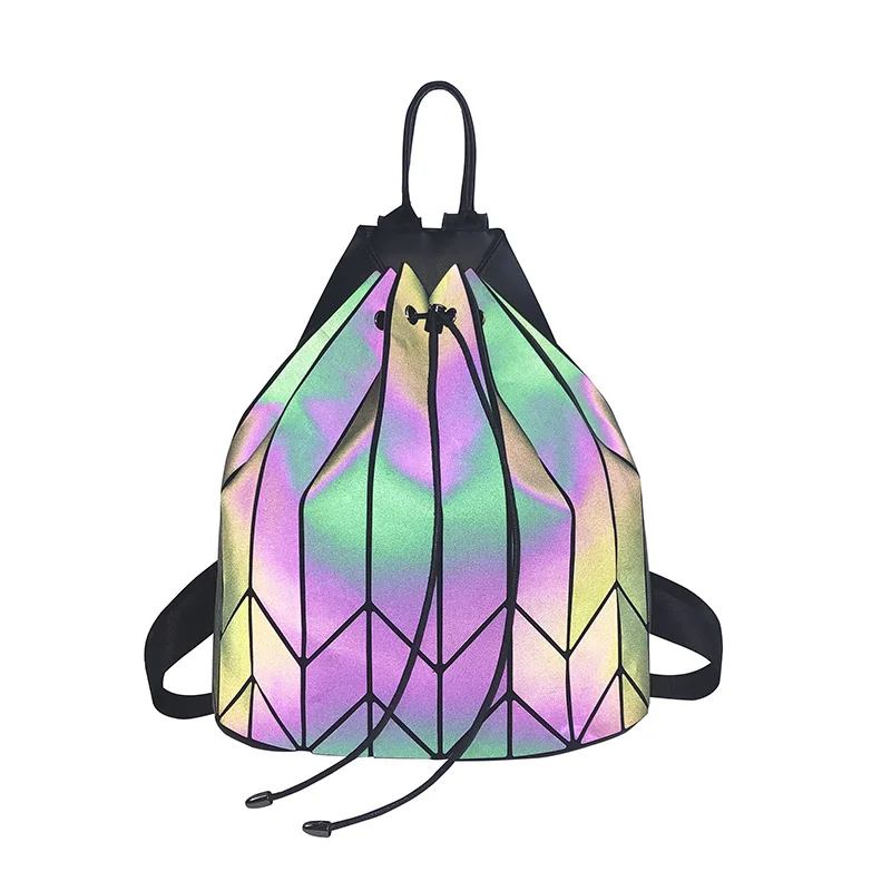 

2021 Fashion New School Bags Luminous Geometric Trendy Women Backpacks Bag Drawstring Backpack Travel Bag For Girls