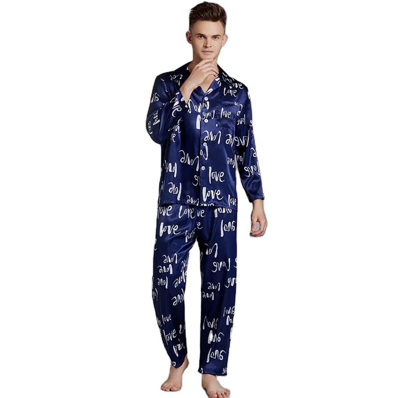 

Men silk long sleeve plus size pajamas two pieces sets, Heather grey,heather red,heather black etc