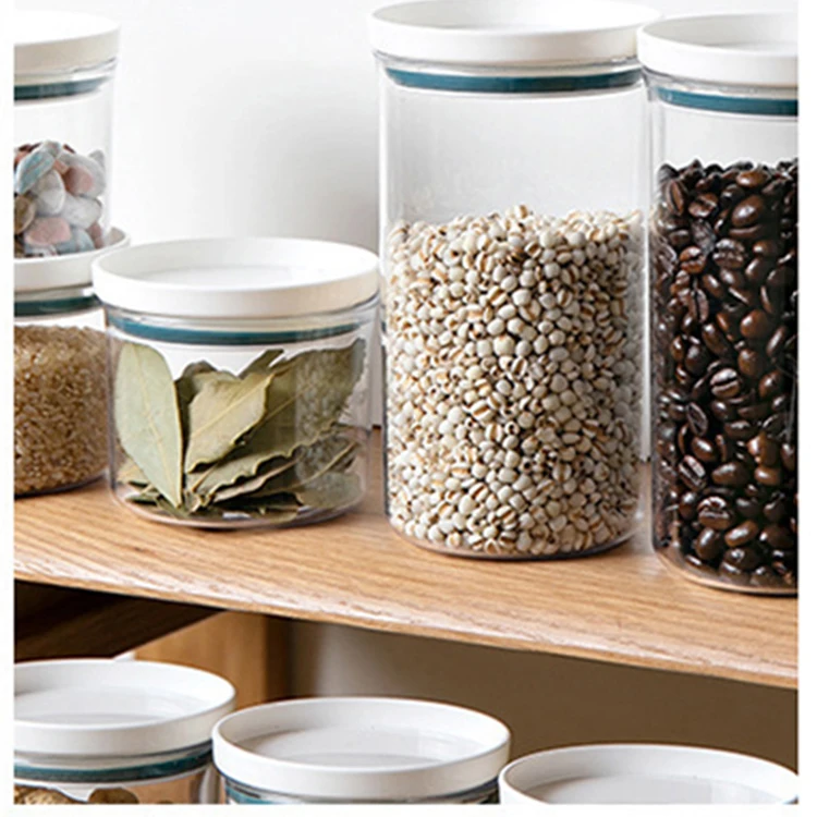 

Kitchen jars storage plastic container with lid for food storage transparent storage spice jars, As picture/customized
