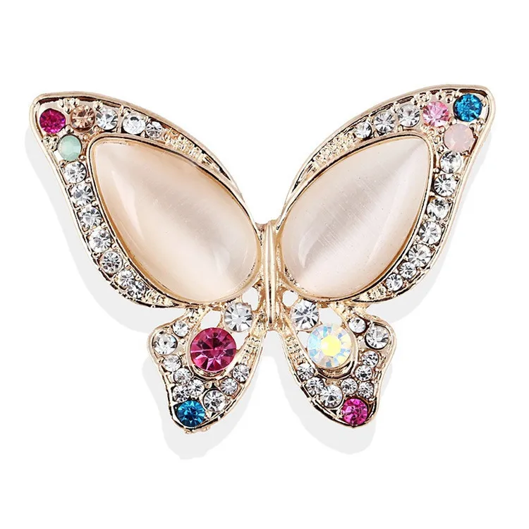 

Korean fashion style color diamond opal lifelike butterfly brooch ladies delicate corsage, Picture