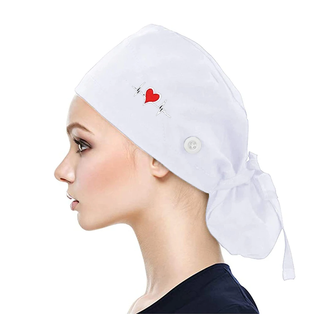 

Solid Color Bandage Scrubs Hat Longhair Working Hats, Solid dyed&printed