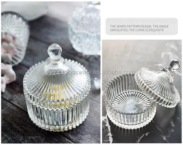 Wholesale Crystal Clear Glass Sugar Jar Sugar Bowl Glass Candy Jars