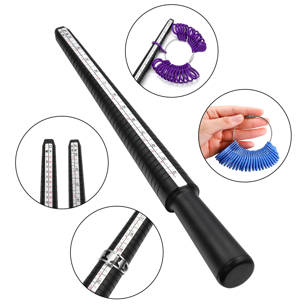 

Professional Measuring Gauge Finger Ring Stick Sizer UK/US Official British/American For DIY Fashion Jewelry Measuring Tools Set, As shown