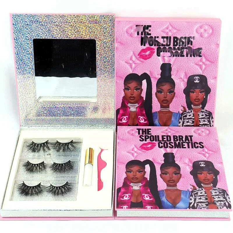 

Eyelash Packaging Box Lashes Packing with Lashes 3d Mink Fur False Eyelashes Hand Made 100% Real Mink Fur OEM ODM Private Label