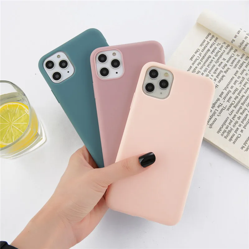 

Fashion Simple Coloful Phone Case For iPhone 11 Pro Max X XR XS Max 7 8 Plus Matte Solid Color Soft TPU Silicon Back Cover