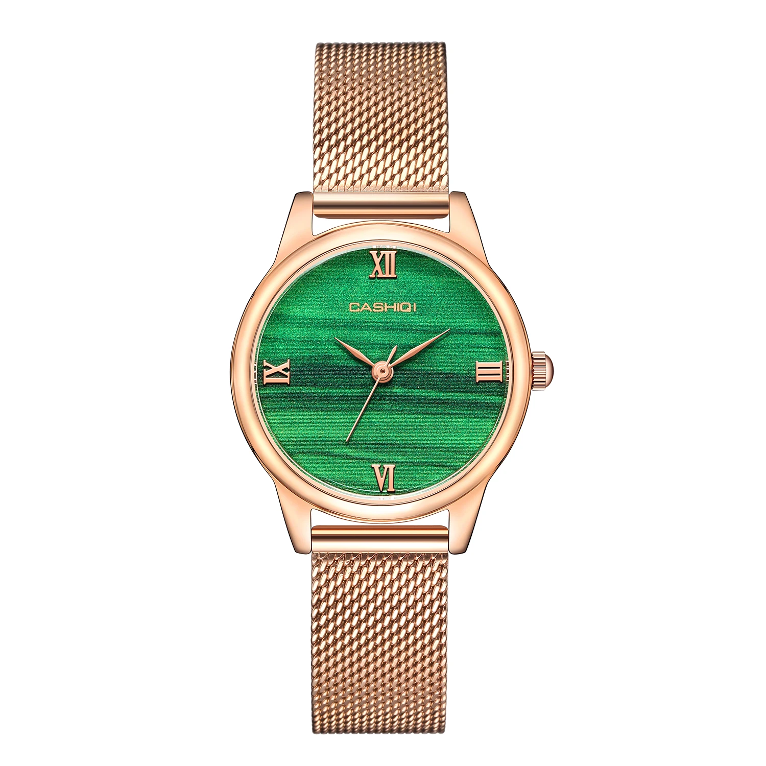 

2021New Fashion Simple And Versatile Malachite Green Big Round Face Customizable Ladies Wrist Watches Reloj De Mujer, 4 colors