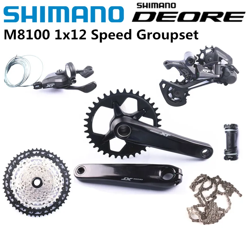 

SHIMANO DEORE XT M8100 12s Groupset 32 34 36 170/175 crankset Shifter Rear Derailleur Chain Cassette MTB bike 1x12-Speed 51T