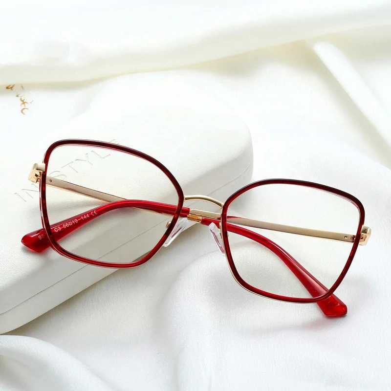 

Jiuling eyewear custom myopia prescription lens spring metal hinge legs glasses vintage cat eye eyeglasses frames for women