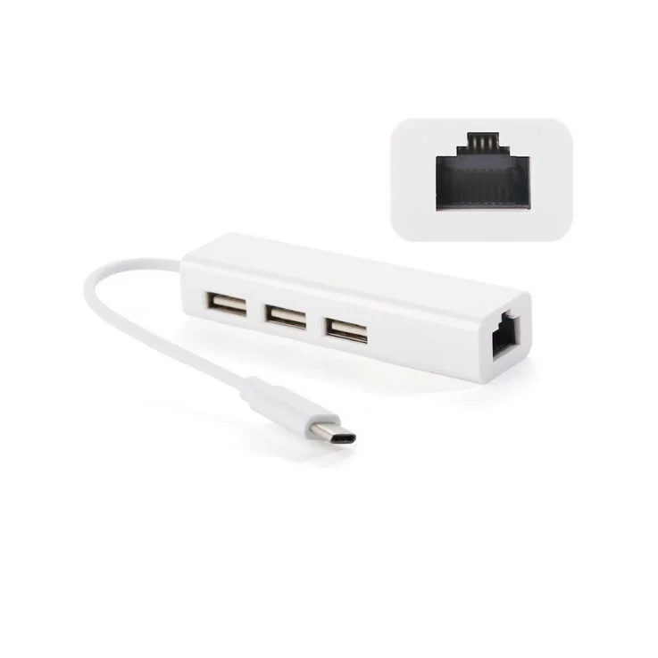 

Type C to USB2.0 HUB 3 Ports To RJ45 Ethernet Network LAN Adapter USB2.0Hub Splitter For PC Accessories