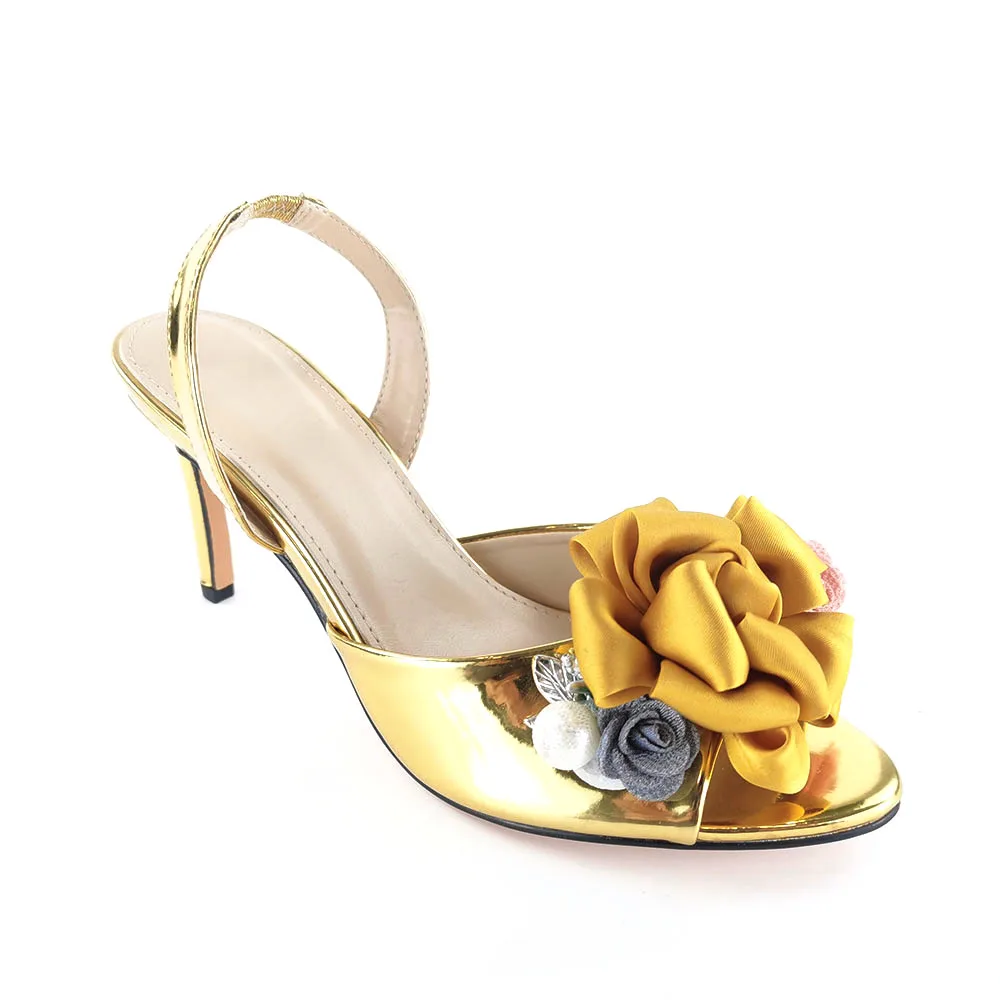 

Summer new high-heeled shoes golden flowers high-heeled sandals, Customized color