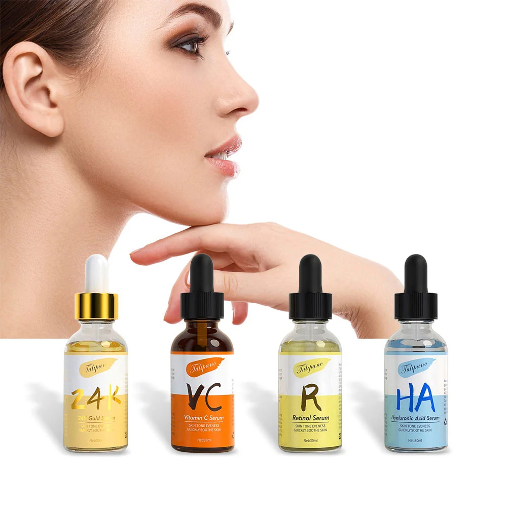 

Women Skin Care Gift Set Vitamin C Hyaluronic Acid Whitening Serum Retin-A 24k Gold Anti Aging Serum For Face, Customed color