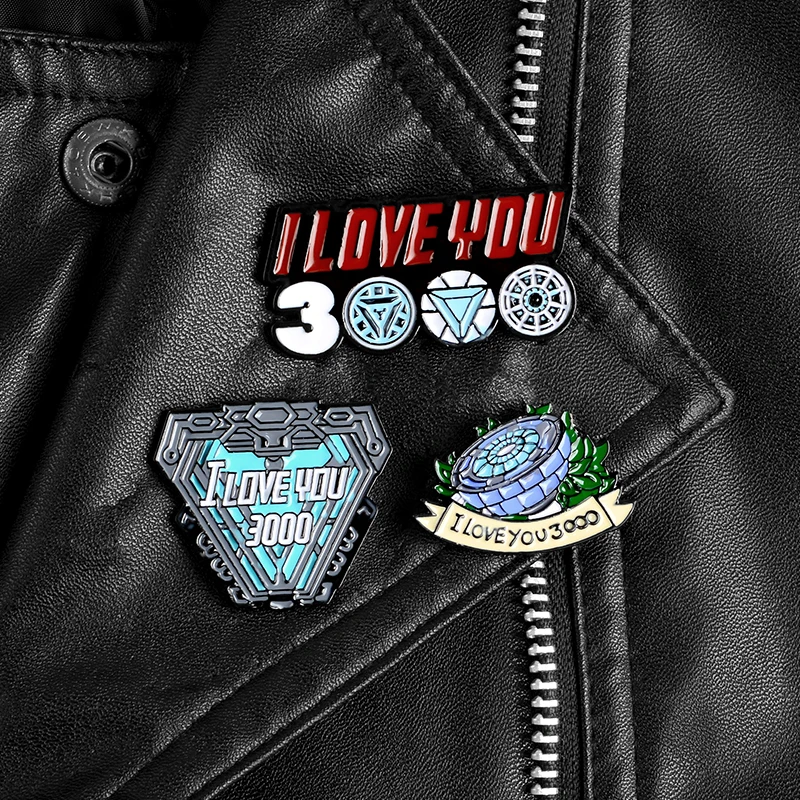 

I LOVE YOU 3000 Enamel Pins Custom Hero Brooches Lapel Pin Shirt Bag Tony Stark Has a Warm Heart Badge Jewelry Gift Fans Friends