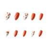 JayJoy Iron Man Style Abs False Nails Custom Press On Nails Red Gold Design Artificial Nail Tips