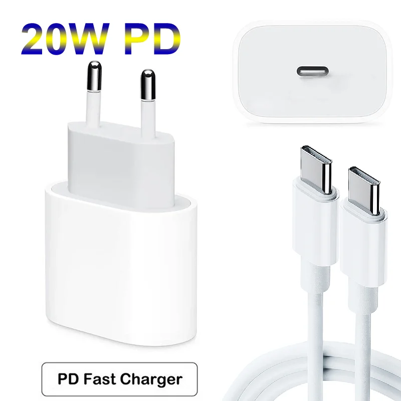 

20w type c PD quick charger usb wall charger 20w cell phone charger For Iphone 12 Mini Pro 11 Xs Xr X 8 Plus, White