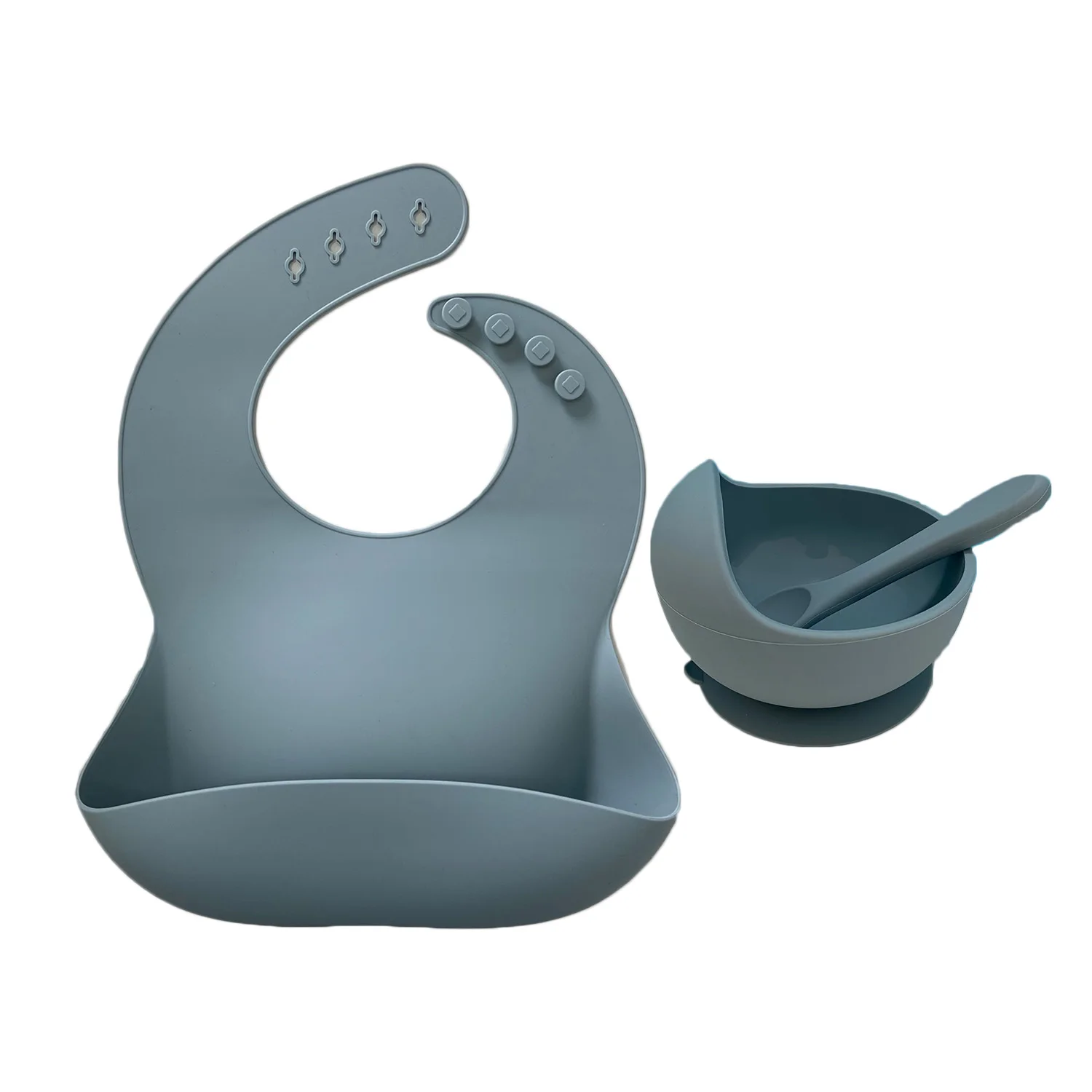 

BPA Free Plain Navy Star Silicone Bib Bowl Spoon Set, 3 colors