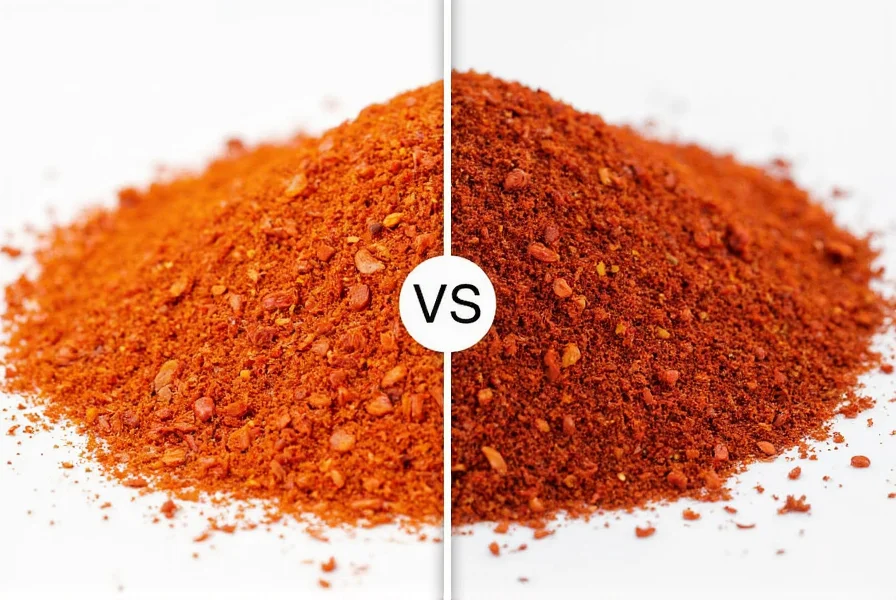 Close-up of chili flakes showing different colors and textures